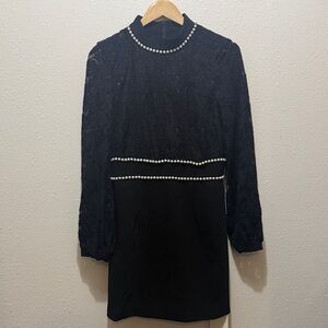 MOTF Black Dress with Pearl Accents, Size M